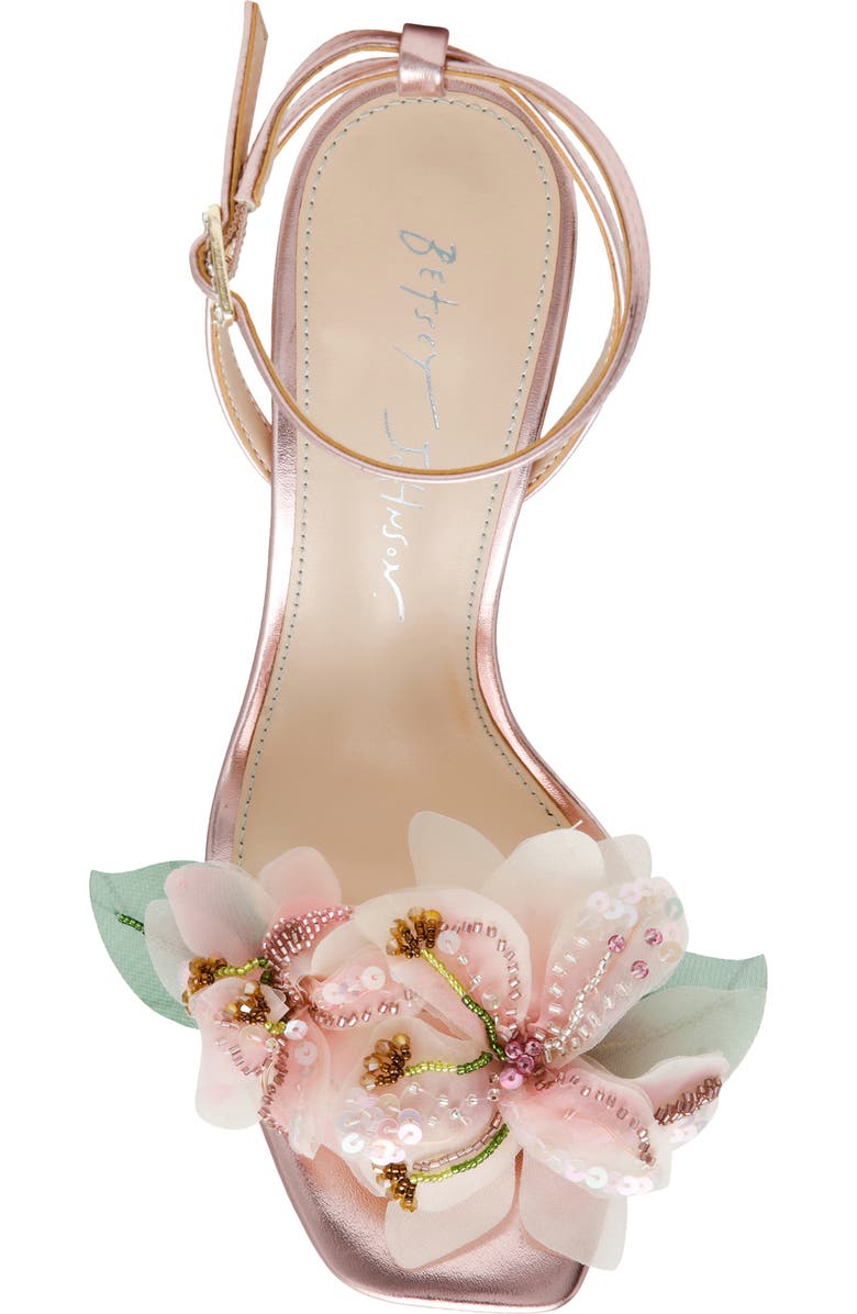 Betsey Johnson Kasie Beade Flower Ankle Strap Sandal, Alternate, color, Light Pink