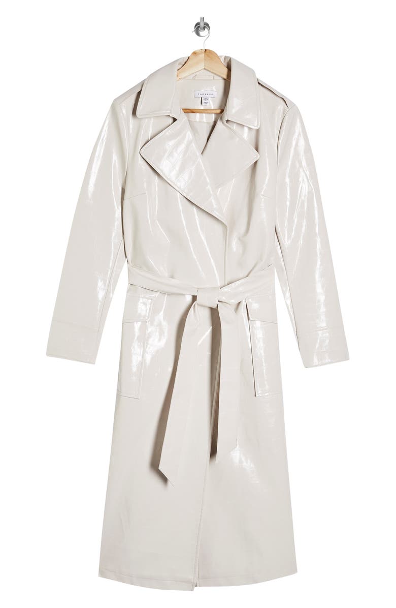 Topshop Marina Crocodile Embossed Trench Coat, Alternate, color, 
