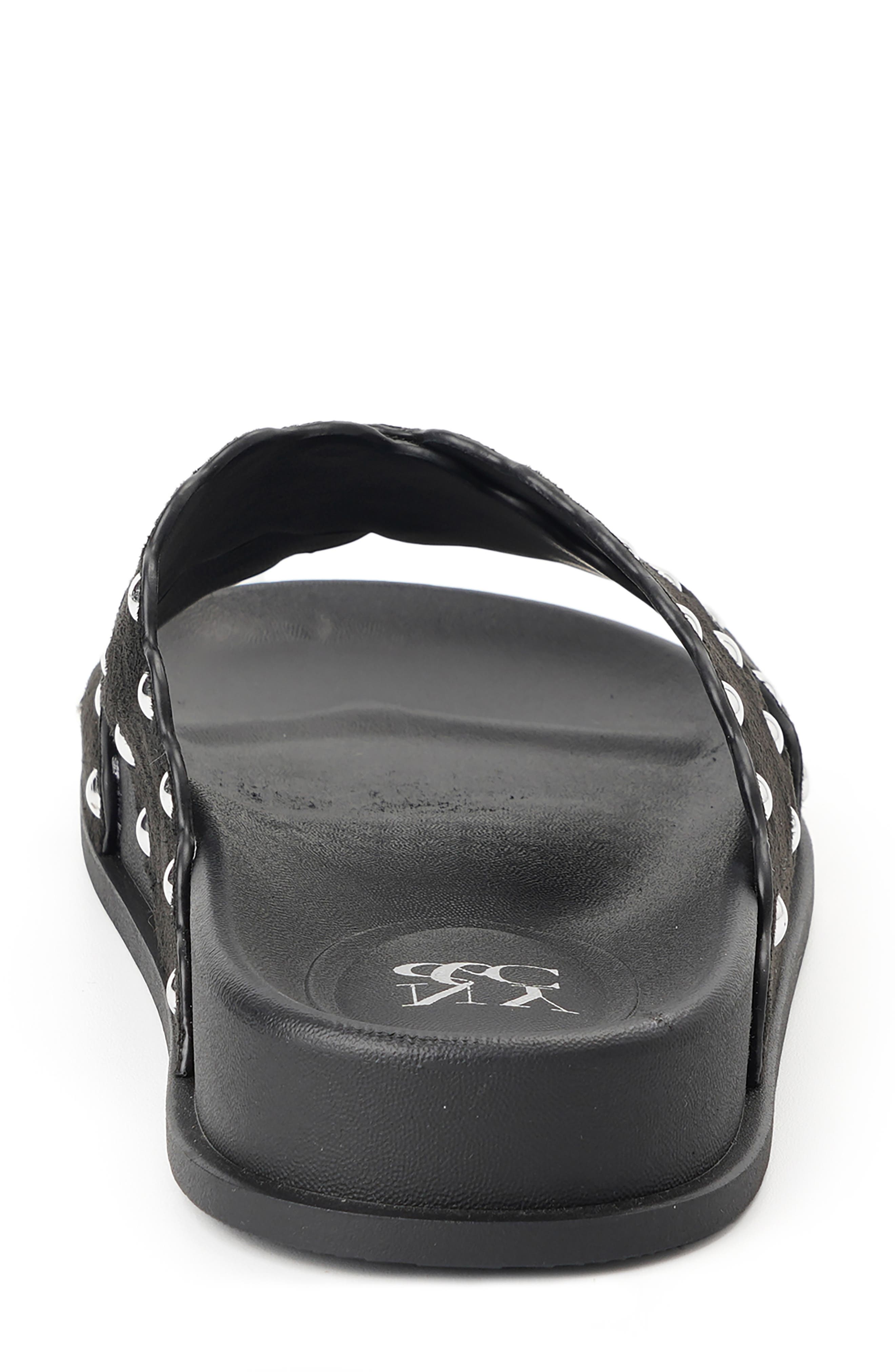 NEW YORK AND COMPANY Barnett Stud Crisscross Slide Sandal, Alternate, color, Black