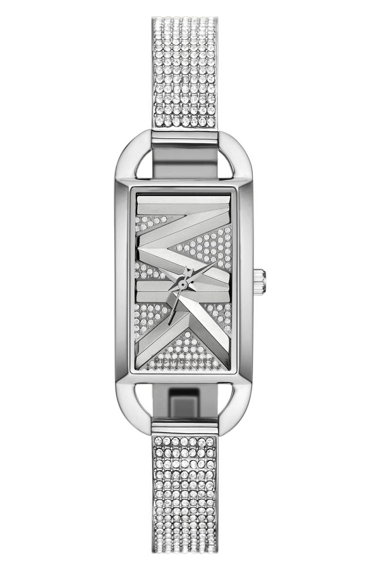 Empire Pavé Crystal Bracelet Watch, 20mm, Main, color, SILVER