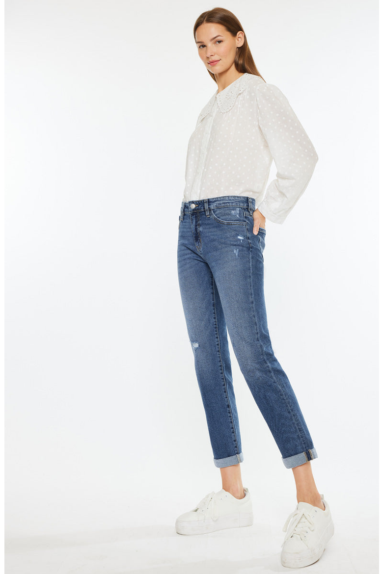 Pamela Essentials Mid Rise Slim Straight Jeans, Alternate, color, Dark Wash