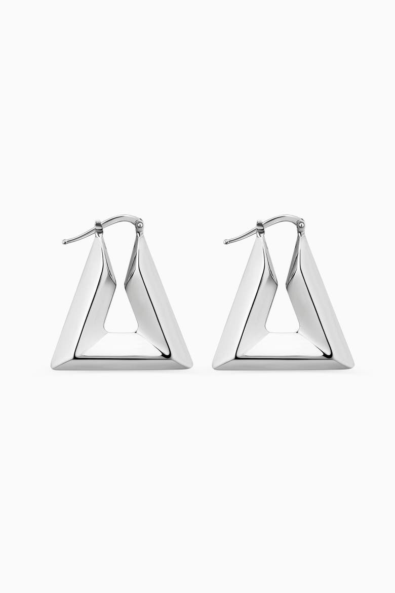 Sterling Silver Peak Hoops, Main, color, Silver