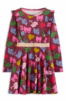 Mini Boden Kids' Twirly Long Sleeve Cotton Jersey Dress