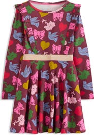 Mini Boden Kids' Twirly Long Sleeve Cotton Jersey Dress
