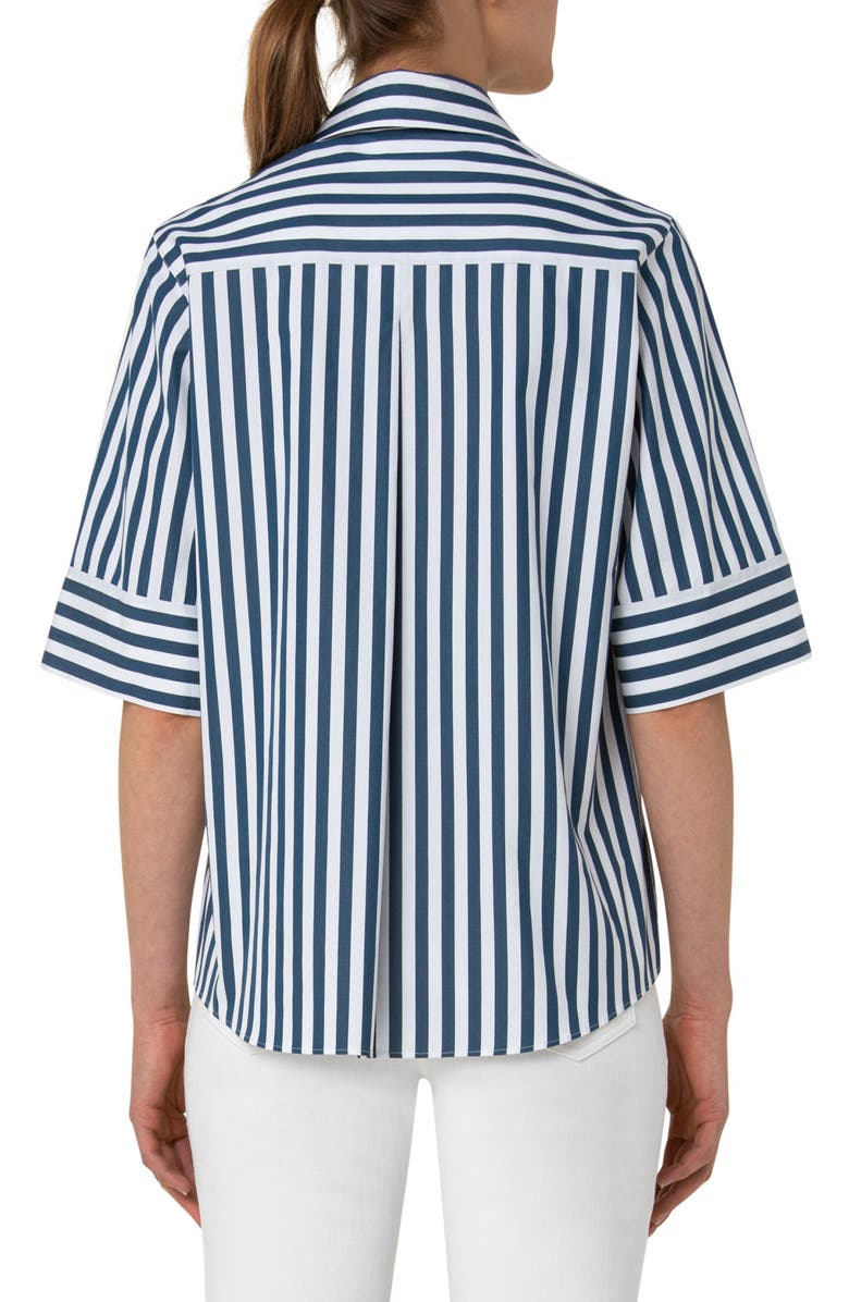 Akris punto Stripe Half Zip Cotton Shirt, Alternate, color,