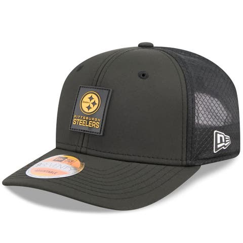 Men's New Era Black Pittsburgh Steelers 2025 Sideline  9SEVENTY Trucker Adjustable Hat