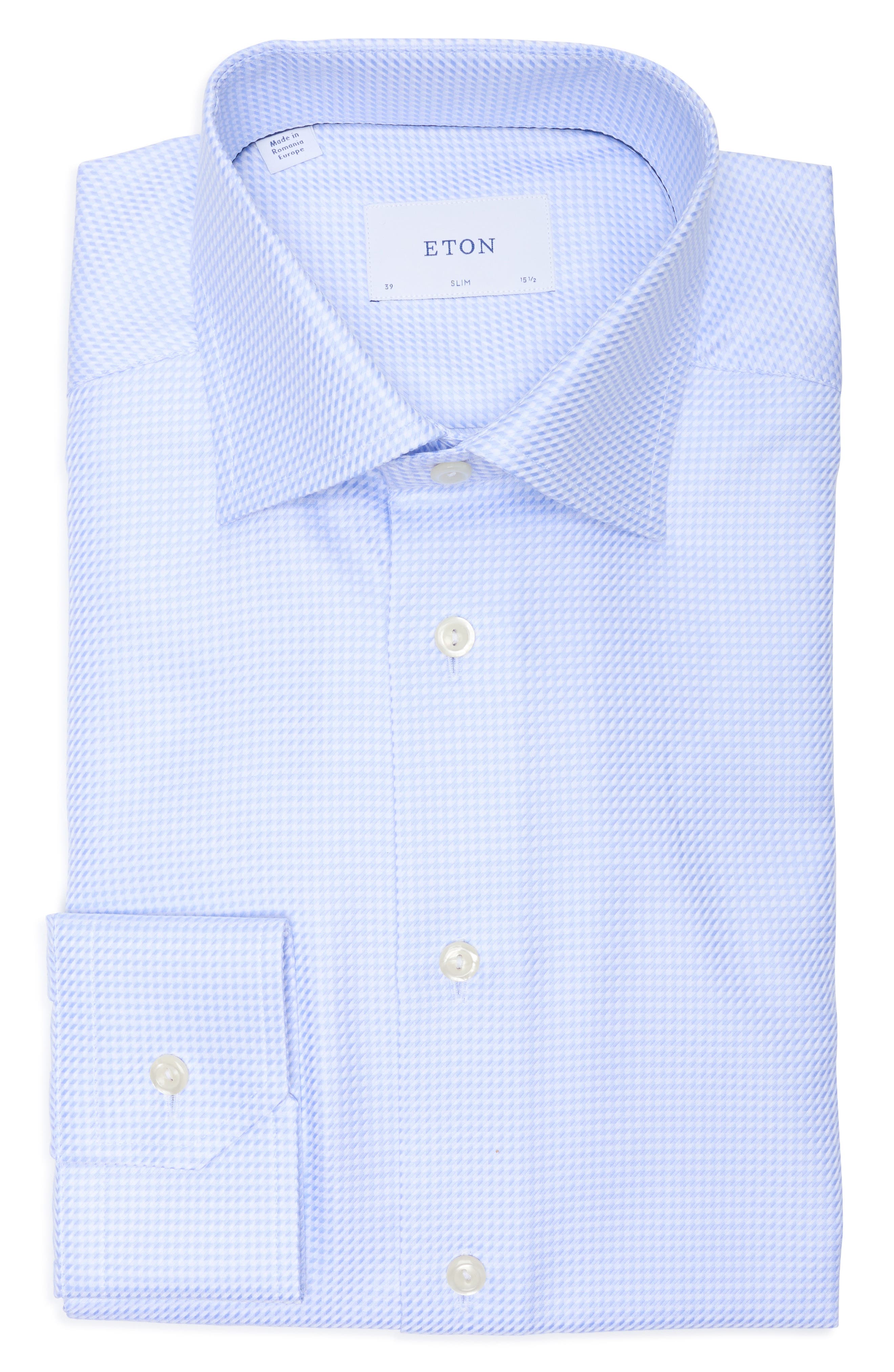 Slim Fit Houndstooth Twill Shirt