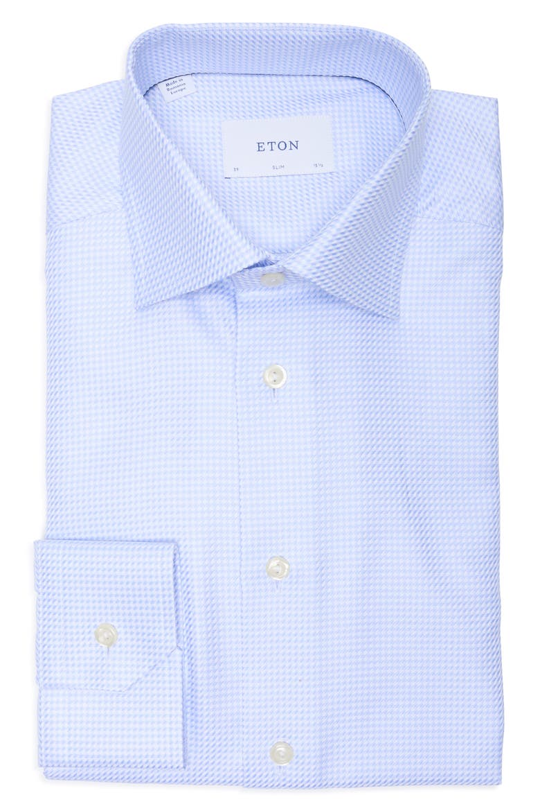 Slim Fit Houndstooth Twill Shirt, Main, color, LIGHT BLUE