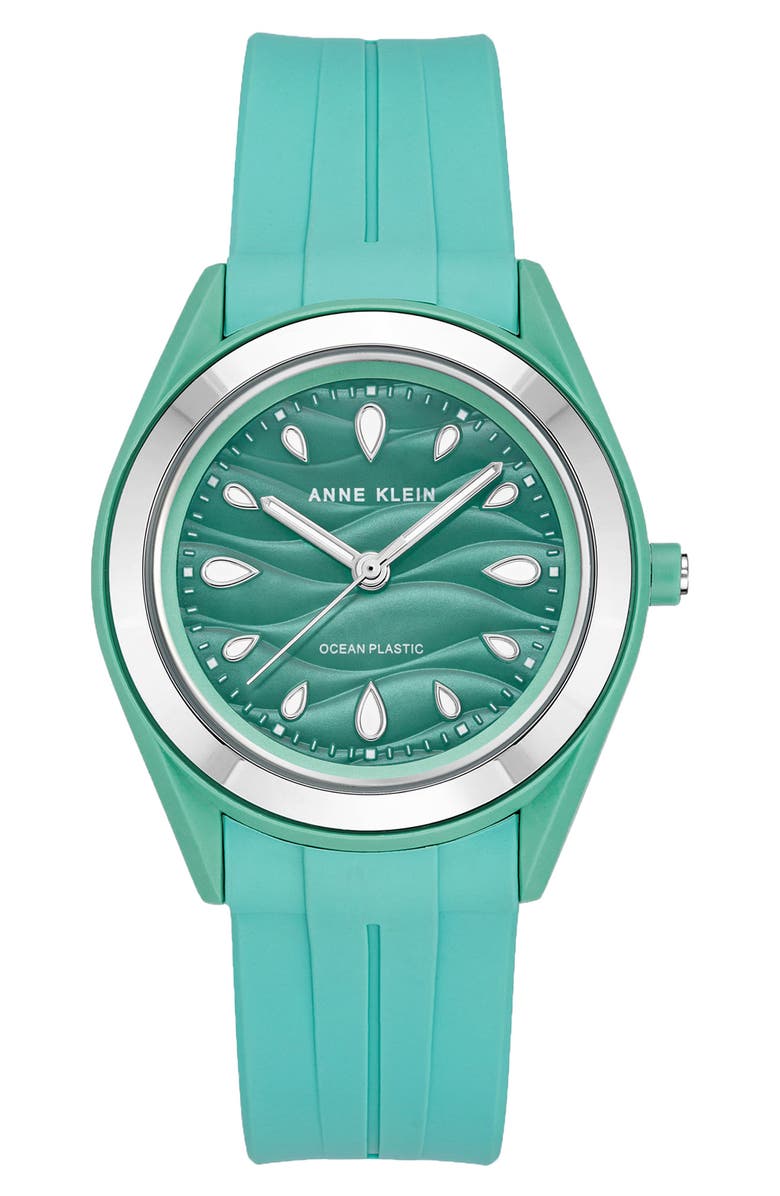 Anne Klein Considered Solar Recycled Ocean Plastic Strap Watch, 38.5mm, Main, color,