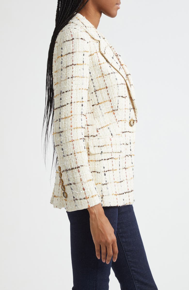 Veronica Beard Healy Check Tweed Dickey Jacket, Alternate, color, Ecru Multi