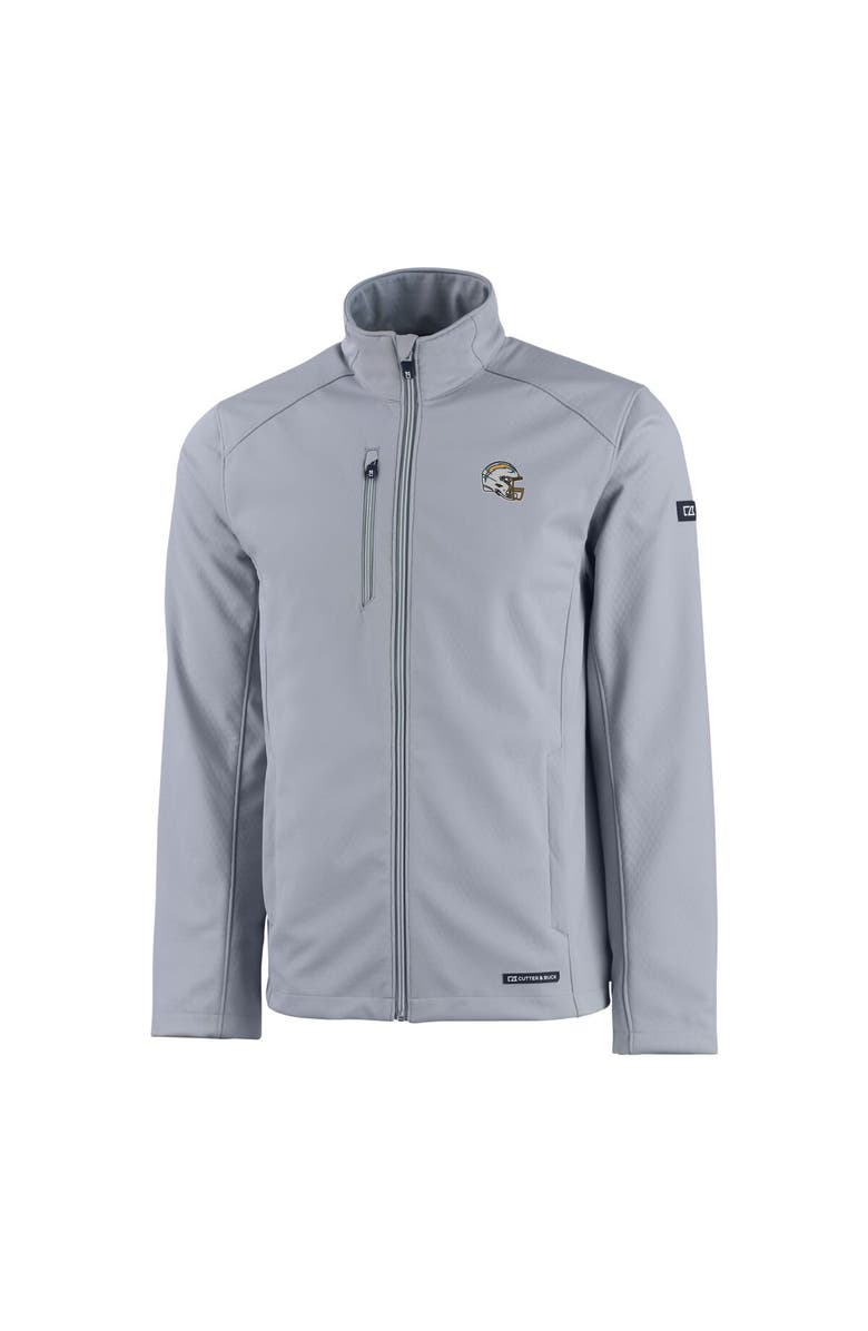 Cutter & Buck Men's Cutter & Buck Gray Los Angeles Chargers Evoke Eco Softshell Recycled Full-Zip Jacket, Alternate, color, 