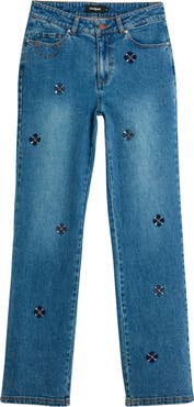 Desigual Embellished Slim Straight Leg Jeans