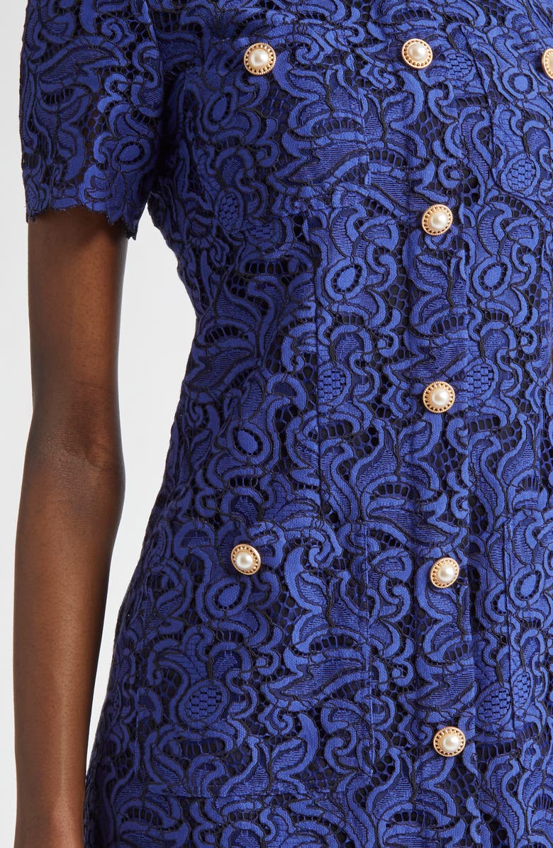 ST. JOHN Guipure Lace Shift Dress, Alternate, color, Cobalt