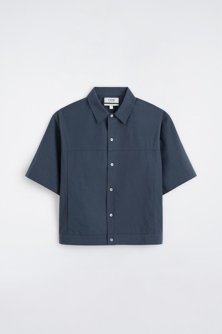 Boxy Cotton-poplin Utility Shirt, Alternate, color, DARK BLUE