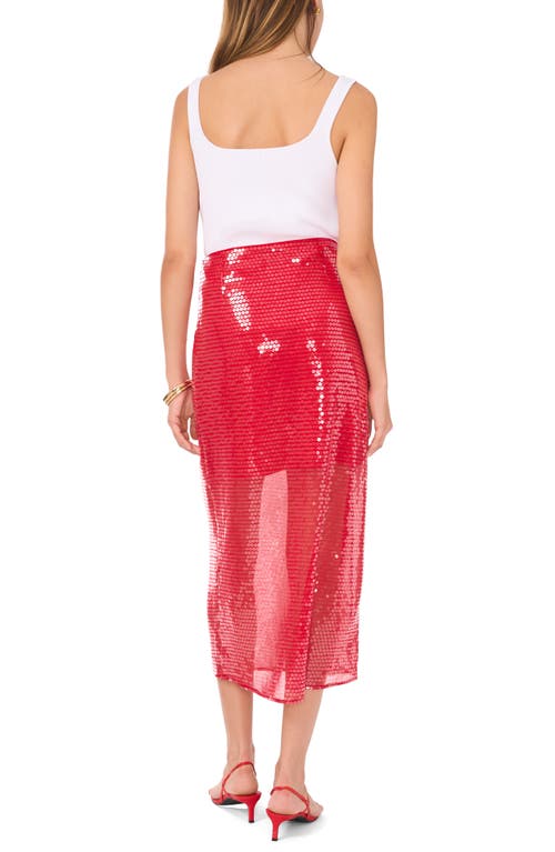 1.state Sequin Midi Skirt In Studio Red