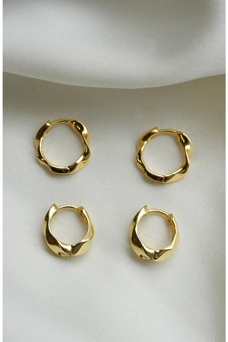 Set of 2 Twisted Hoop Earrings, Alternate, color, GOLD