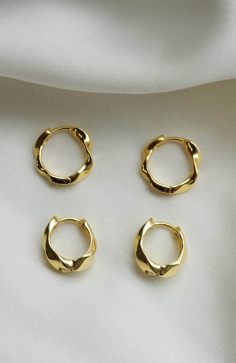 Argento Vivo Sterling Silver Set of 2 Twisted Hoop Earrings, Alternate, color, Gold