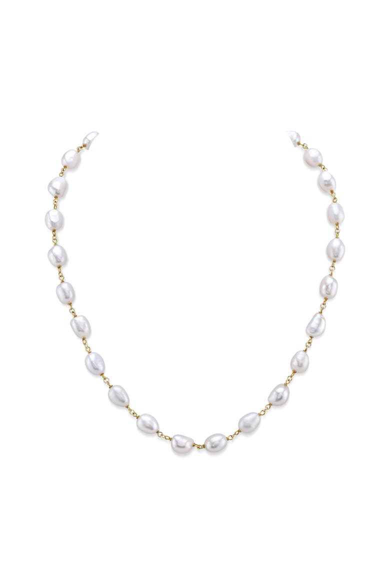 White Freshwater Baroque Pearl Gemma Necklace, Main, color, Yellow Gold Fill