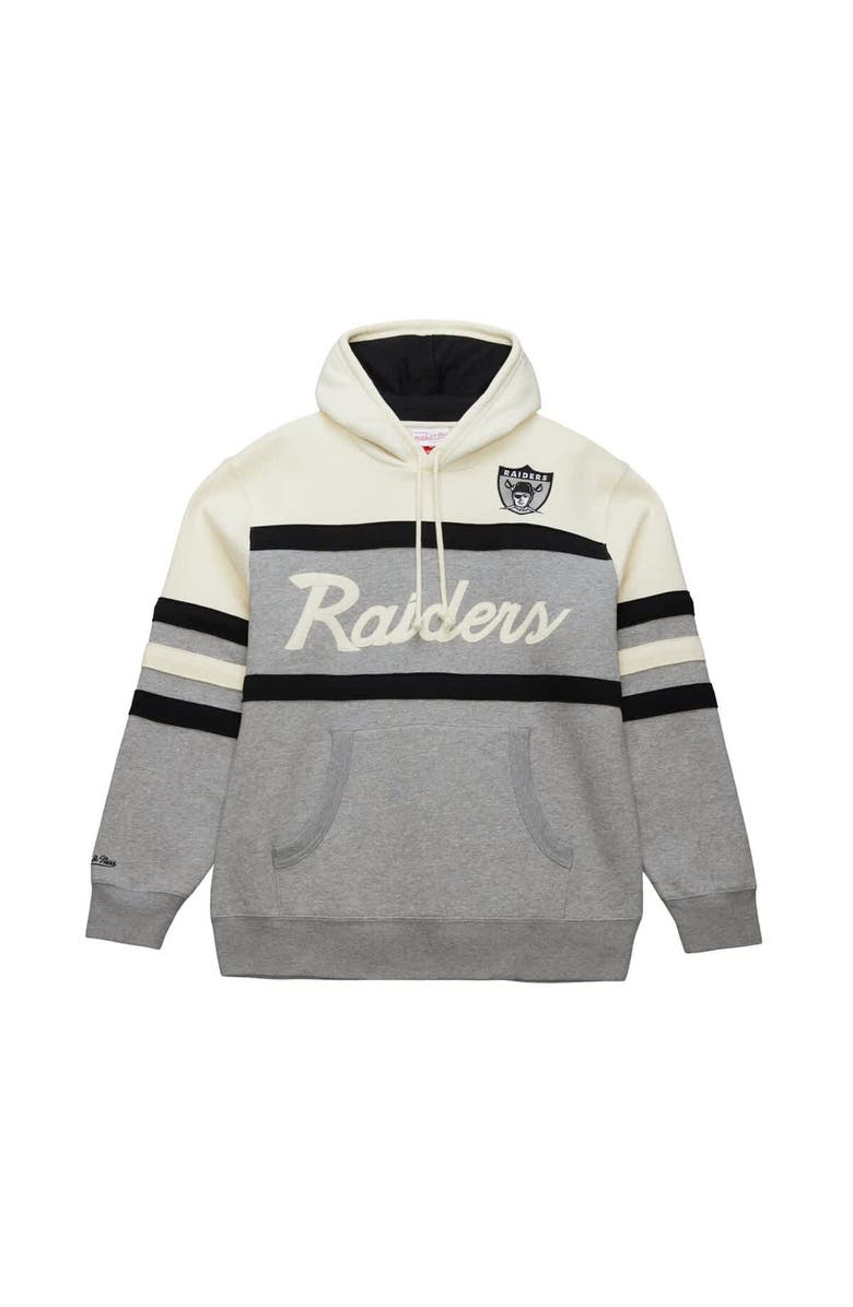 Mitchell & Ness Men's Mitchell & Ness Heather Gray Oakland Raiders Head Coach Vintage Logo Pullover Hoodie, Alternate, color, Heather Gray