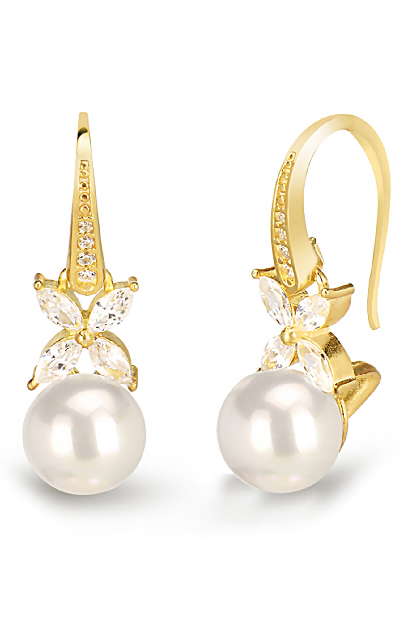 GABI RIELLE 14K Gold Plated Sterling Silver Cubic Zirconia & Mother-of-Pearl Drop Earrings
