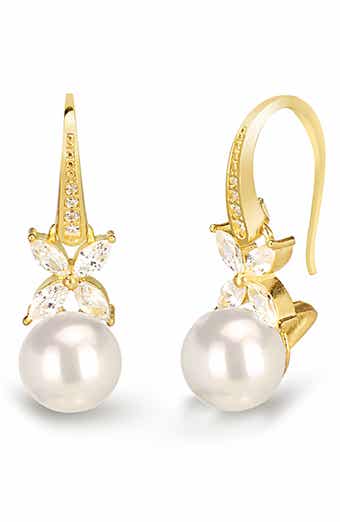 GABI RIELLE 14K Gold Plated Sterling Silver Cubic Zirconia & Mother-of-Pearl Drop Earrings
