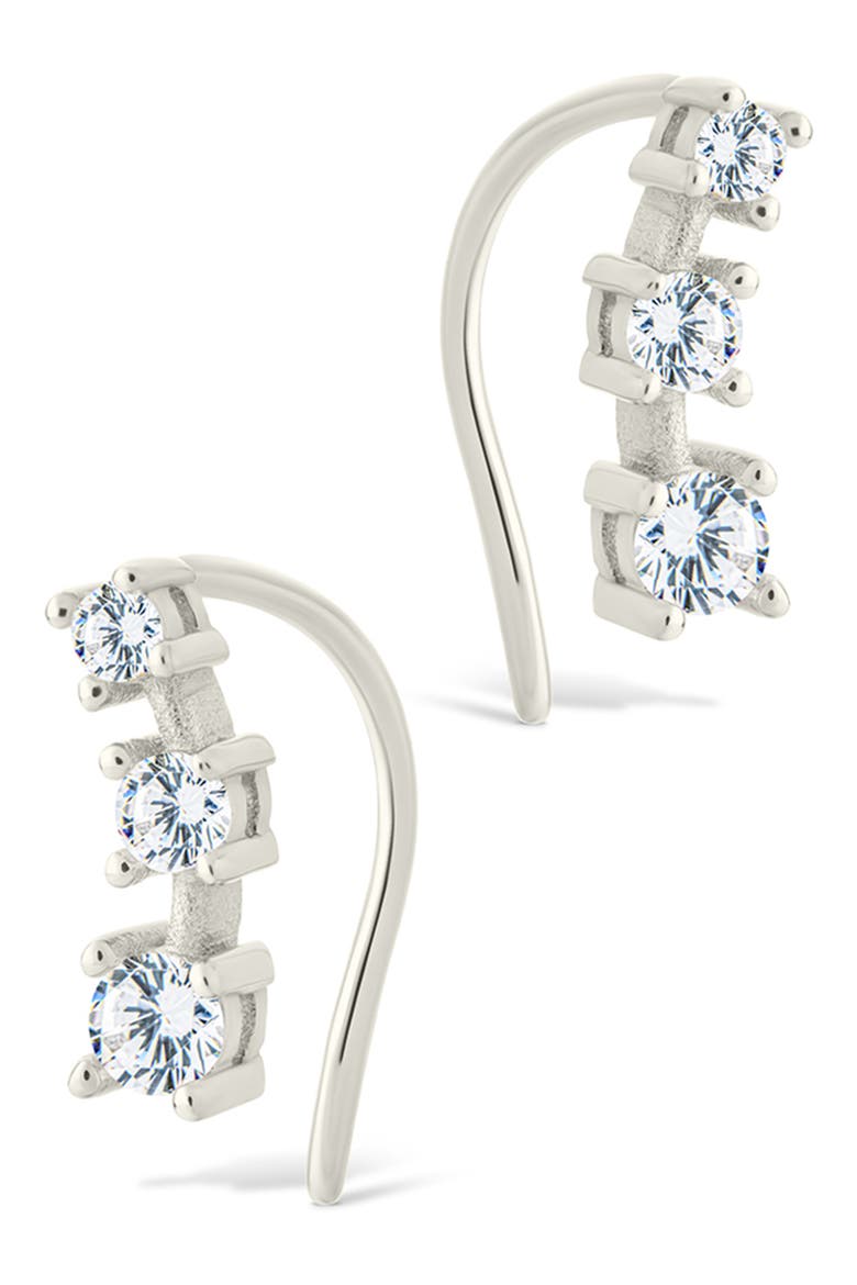 Cubic Zirconia Mini Ear Crawlers, Alternate, color, SILVER