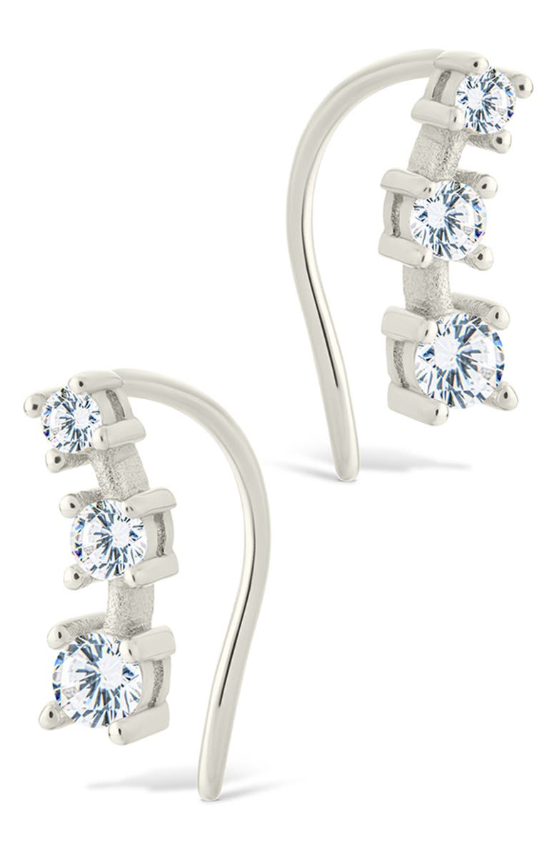 Sterling Forever Cubic Zirconia Mini Ear Crawlers, Alternate, color, Silver