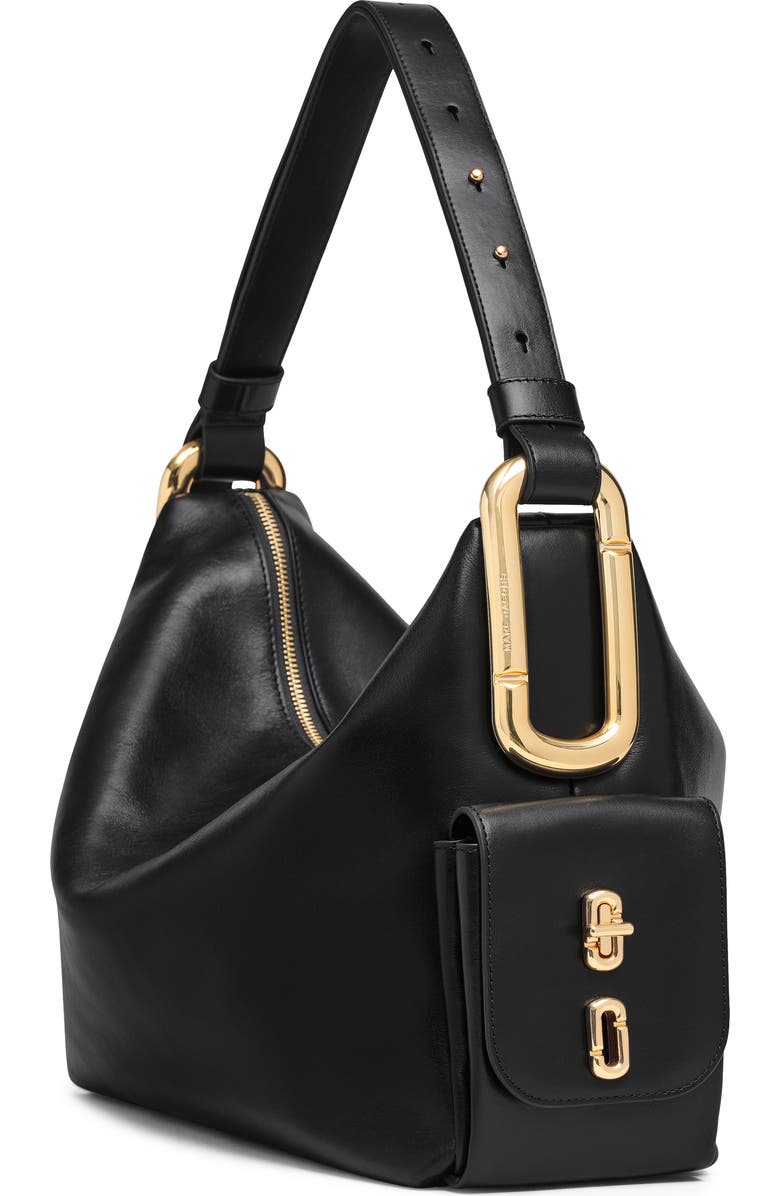 Marc Jacobs Large Scene Leather Shoulder Bag, Alternate, color, Black