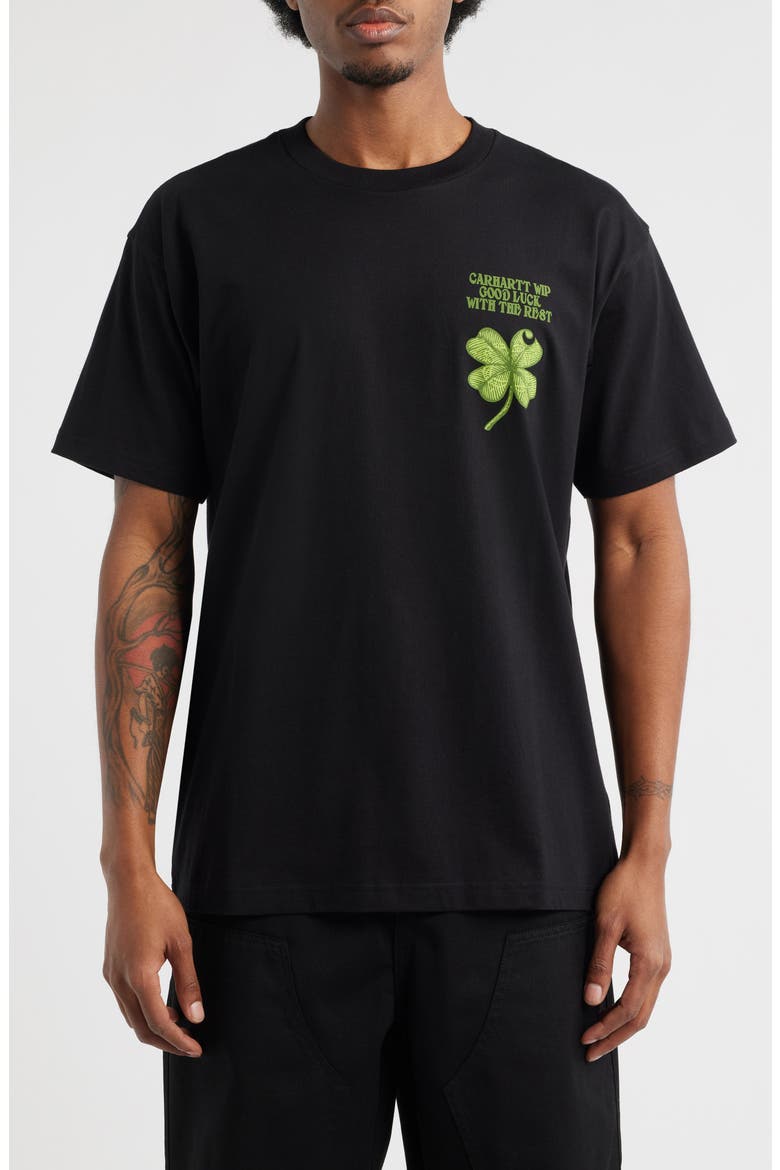Clover Organic Cotton Graphic T-Shirt, Main, color, BLACK
