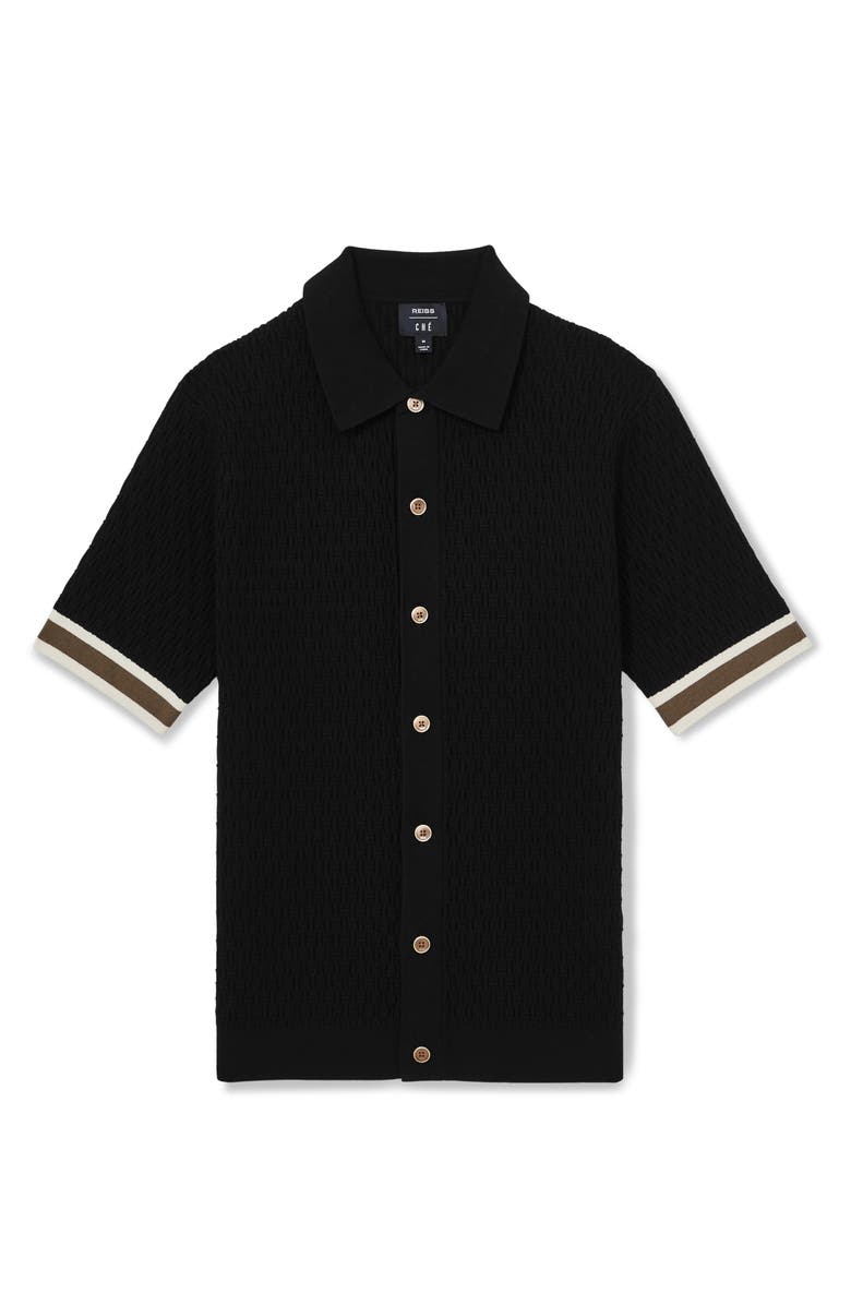 Reiss x Ché Silva Knit Short Sleeve Button-Up Shirt, Alternate, color, 