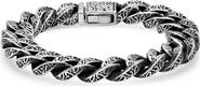 HMY JEWELRY Men's Oxidized Stainless Steel Scroll Chain Bracelet