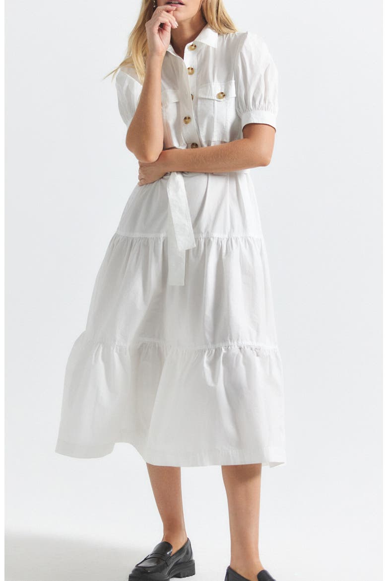 Buffy Short Sleeve Cotton Utility Dress, Main, color, WHITE