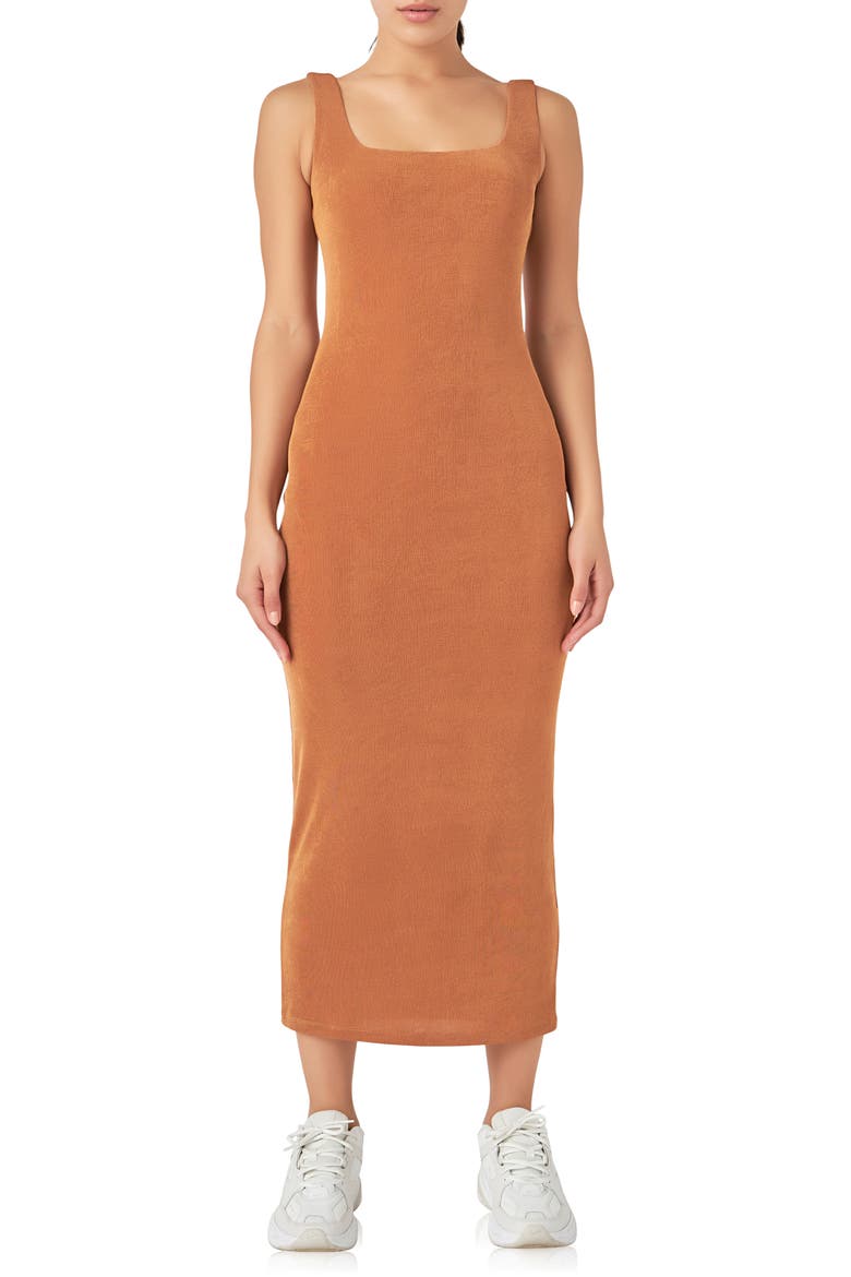 Sleeveless Woven Dress, Main, color, CAMEL