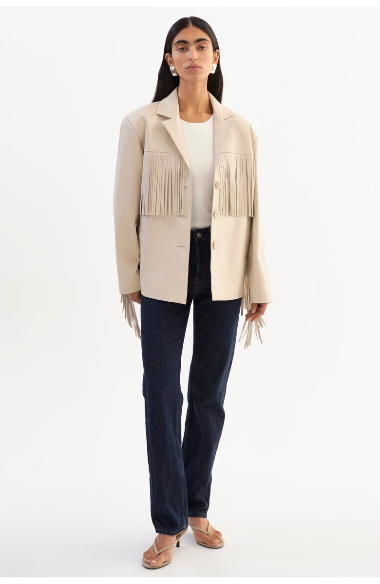 LAMARQUE Rianne | Leather Fringe Jacket, Alternate, color, Bone