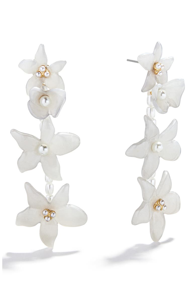 Thea Floral Drop Earrings, Main, color, WHITE