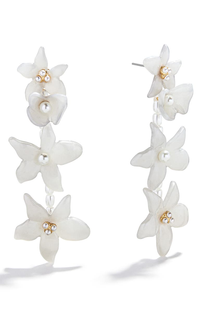 BaubleBar Thea Floral Drop Earrings, Main, color, White