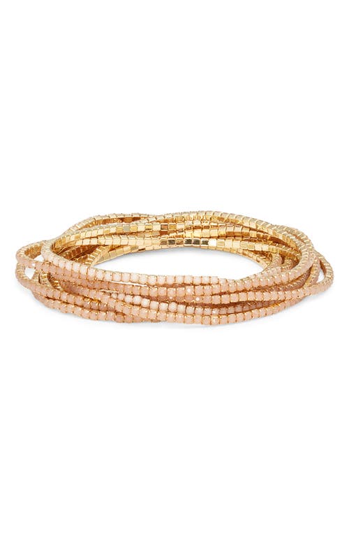 Nordstrom Set Of 10 Crystal Stretch Bracelets In Brown