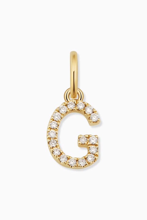 14K Gold My Letter Diamond Pendant Charm