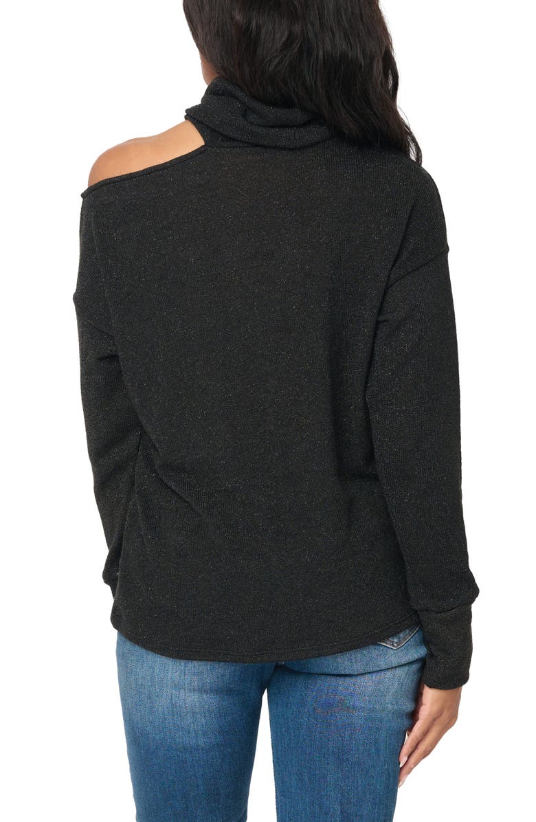 GIBSONLOOK Metallic One Shoulder Sweater, Alternate, color, Black
