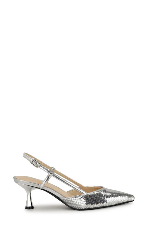 Nine West Rowen Slingback Kitten Heel Pump In Silver