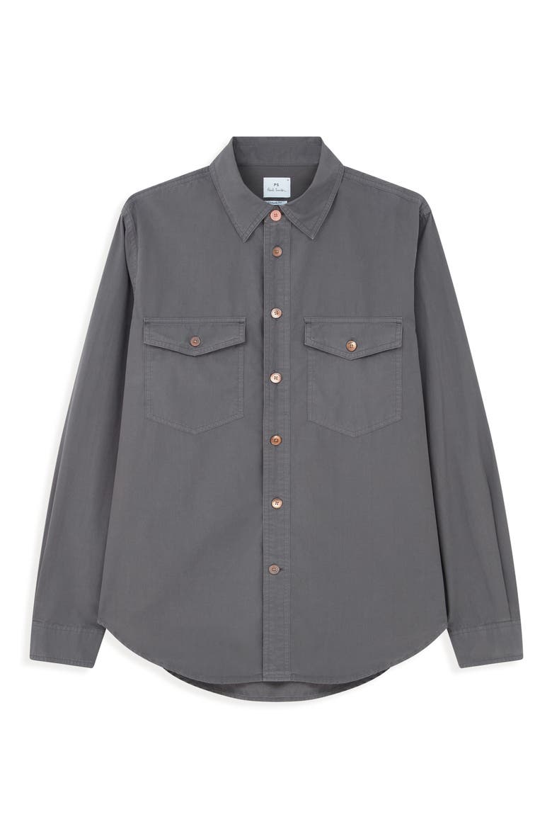 Casual Fit Organic Cotton Button-Up Shirt, Main, color, ANTHRACITE