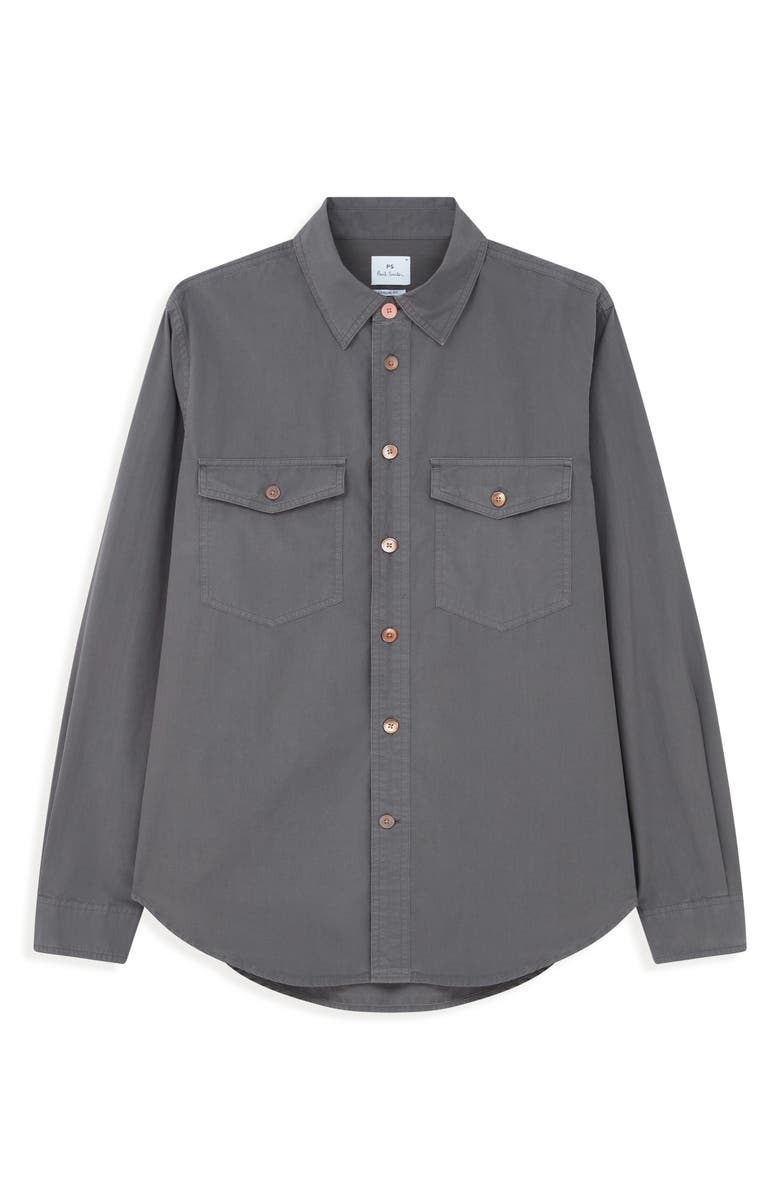 PS Paul Smith Casual Fit Organic Cotton Button-Up Shirt, Main, color, Anthracite