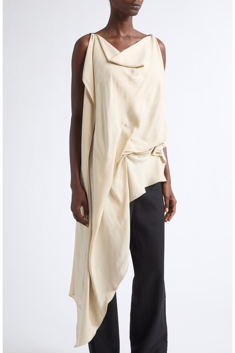 Aleatorio Asymmetrical Draped Top, Alternate, color, ECRU