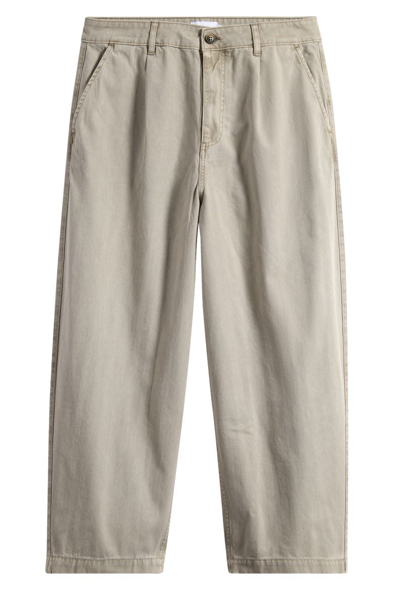Herringbone Pleated Barrel Pants, Alternate, color, STONE