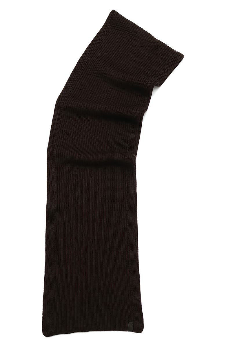 AllSaints Merino Wool Rib Scarf, Alternate, color, Wine Brown