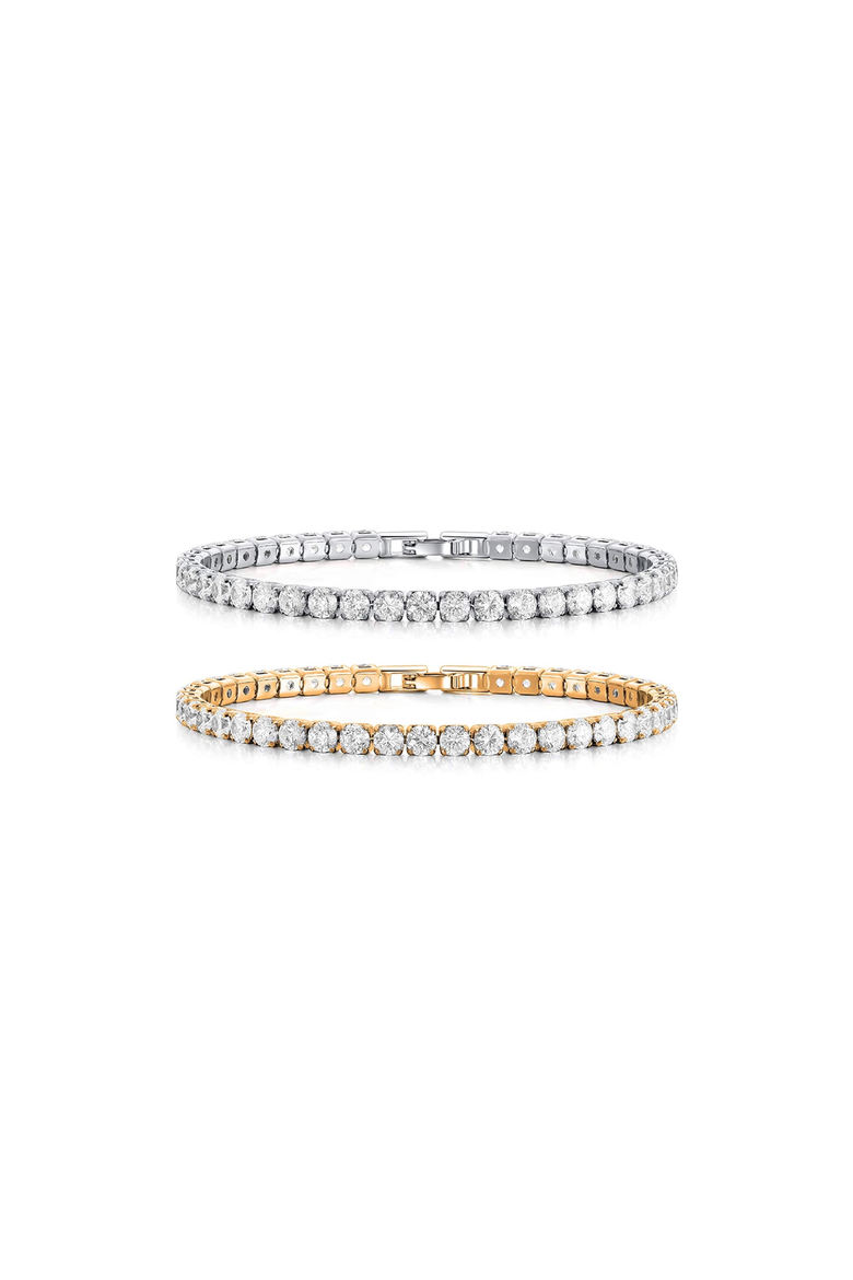 2 Pack Tennis Bracelet, Main, color, Silver