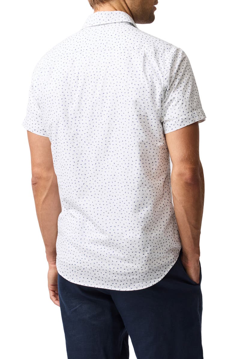 Rodd & Gunn Raview Scatter Print Short Sleeve Cotton Button-Up Shirt, Alternate, color, Blanc