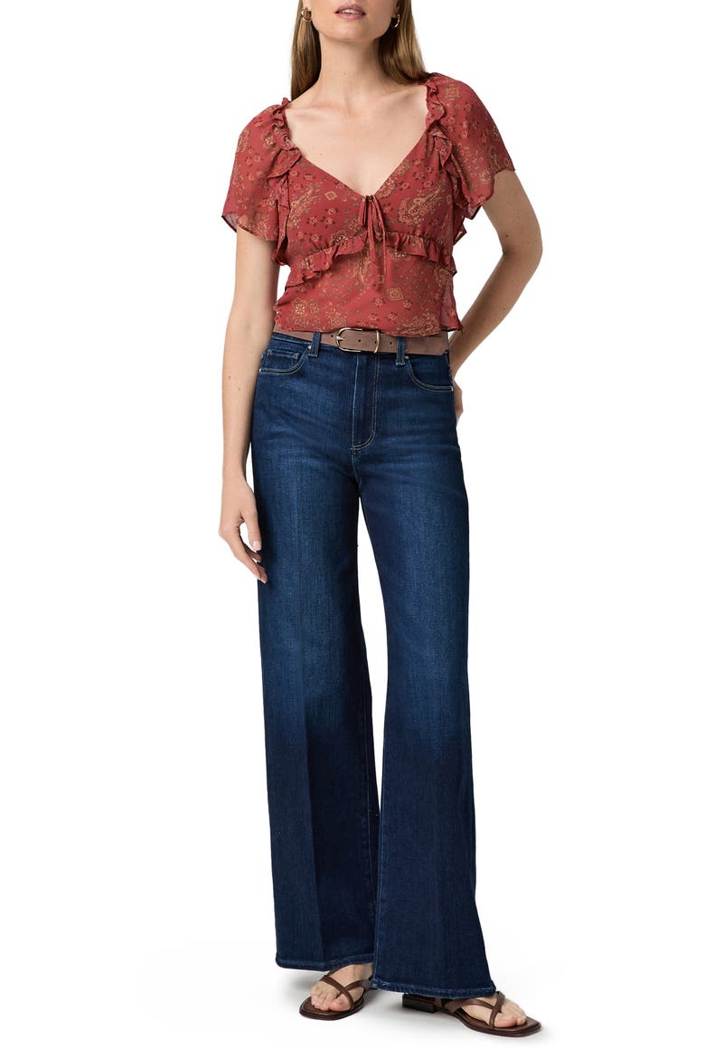 Mirasol Ruffle Silk Top, Alternate, color, CARMINE RED MULTI