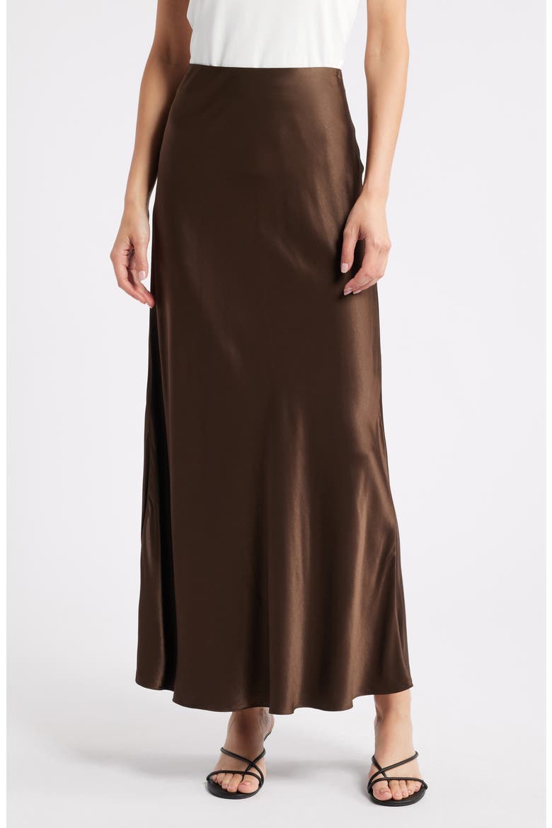 Romina Satin Maxi Skirt, Main, color, DARK MOSS