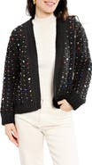SAACHI Rhinestone Cable Knit Cardigan